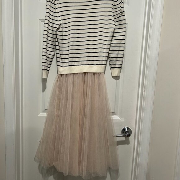 english Factory Striped Knit and Tulle Mixed Media Dress - Size Medium - Picture 2 of 3